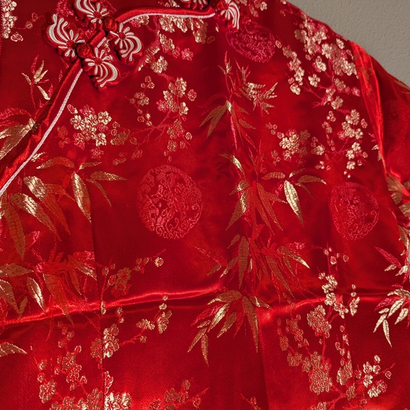 Red Embellished Maxi Dress with Mock Neck - Picture 5 of 16